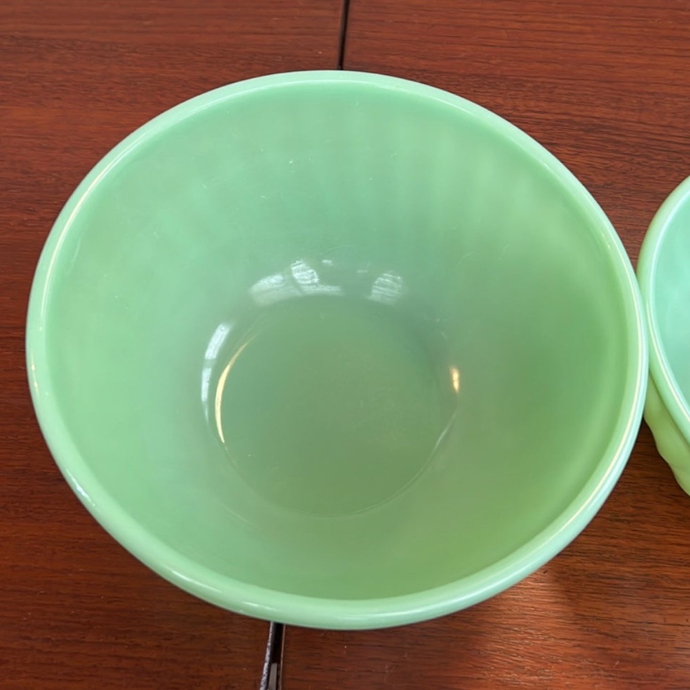 Fire King Jadeite Complete Swirl Mixing Bowl Set of 4 – Anchor Hocking – Firm - Picture 6 of 11